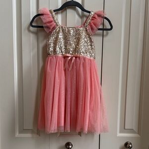Sparkling Pink and Gold Kids Dress